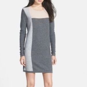 Vince cashmere Gray Pink and Cream Long Sleeve sweater dress size XS